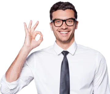 a man in a white shirt and tie holding up his peace sign