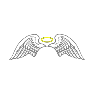 two white wings with a yellow halo