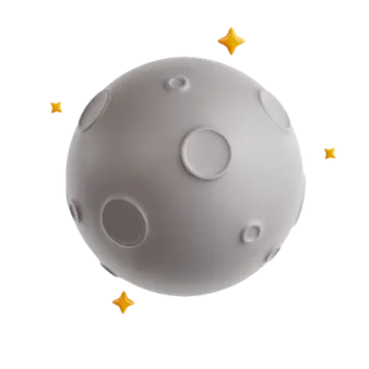 a white sphere with yellow stars around it