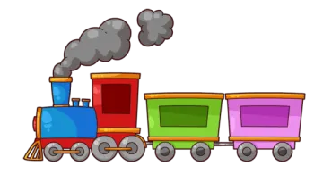 a cartoon train with smoke coming out of it