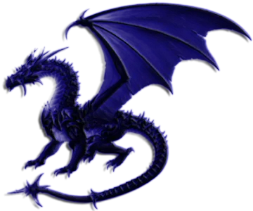 a blue dragon with black wings