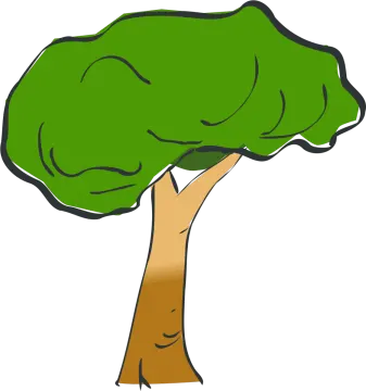 a green tree with brown trunk