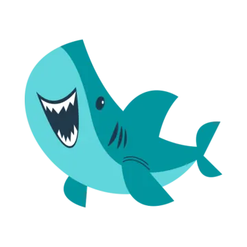 a cartoon shark with its mouth open