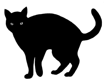 a black cat silhouette on a white background