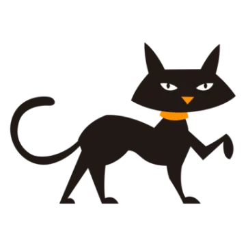 a black cat with an orange collar