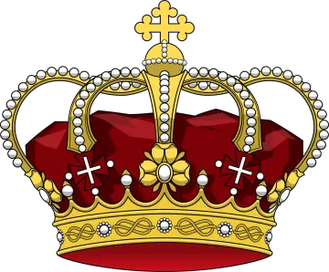 a crown with pearls and crosses