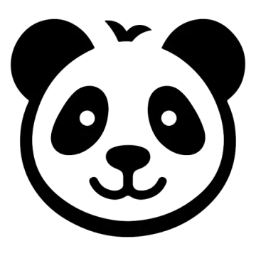 a black and white panda face