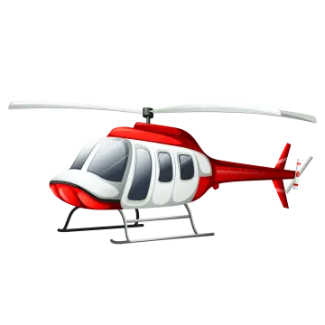 a red and white helicopter on a white background