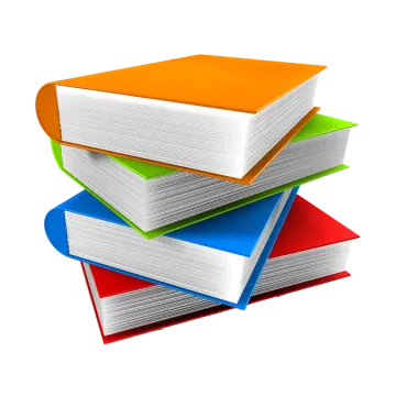 a stack of books on a white background