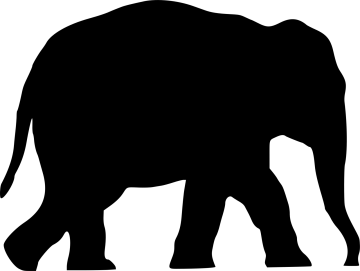 an elephant silhouetted on a white background