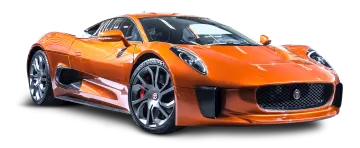 an orange sports car on a white background