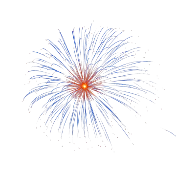 a blue and red firework with sparks