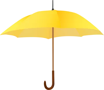 a yellow umbrella on a white background