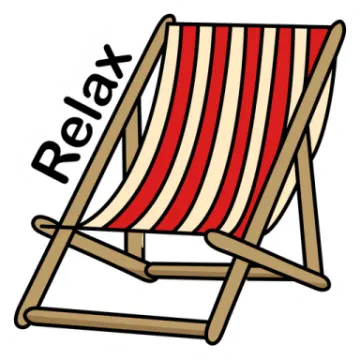 a deck chair with the word relax on it