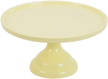 a yellow cake plate on a white background