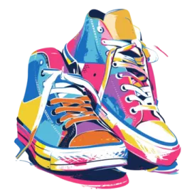 a pair of sneakers on a white background
