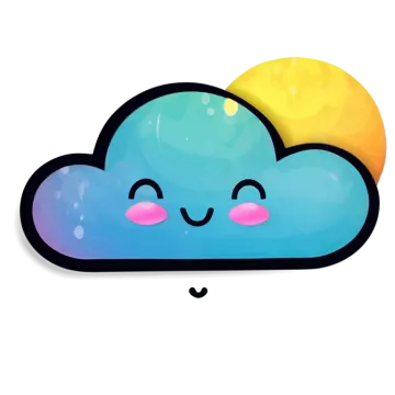 a cartoon cloud with eyes closed