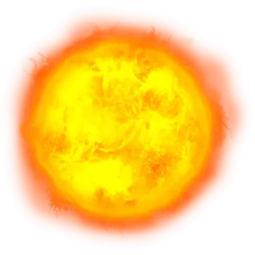 a yellow sun on a white background
