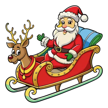 a santa claus on a sled with reindeer