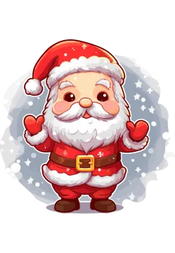 a cartoon santa claus with his hands in the air