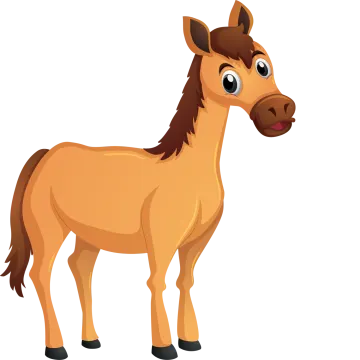 a cartoon horse standing on a white background