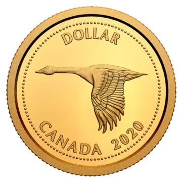 a gold coin with the image of a flying bird