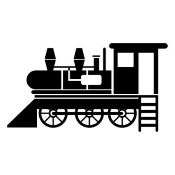 a black and white silhouette of a train