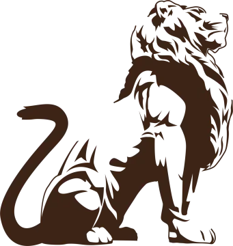 a black and white silhouette of a lion