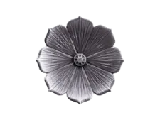 a black and white flower on a white background