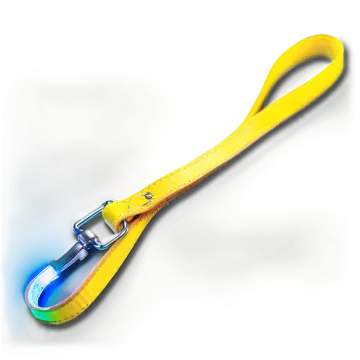a yellow leash with a metal hook on it