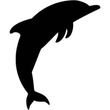 a black and white silhouette of a dolphin