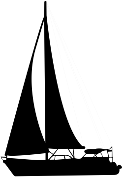 a black and white silhouette of a sail