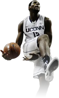 a basketball player with a ball in his hand