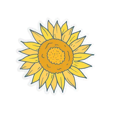 a sunflower sticker on a white background
