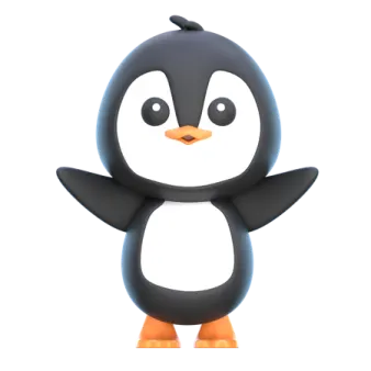 a black and white penguin standing on its hinds