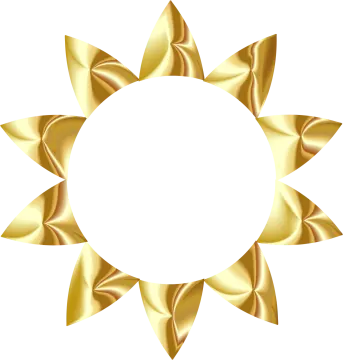 a gold sun with a white background