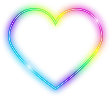 a neon heart on a white background