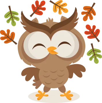 an owl with leaves on its head