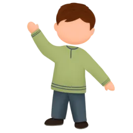 a cartoon boy with his arms up