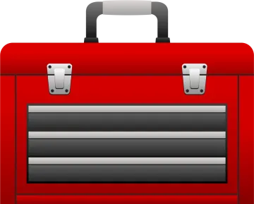 a red tool box with two handles