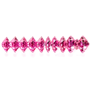 a row of pink crystals