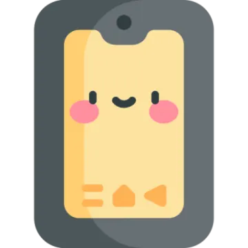 a cartoon phone with a face on it