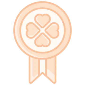 a rosette with hearts on it