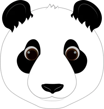 a panda face with brown eyes