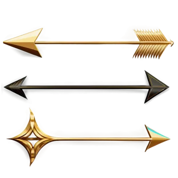 a set of three golden arrows on white background