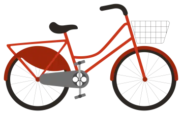 a red bicycle with a basket on the front