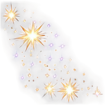 a white background with gold and purple stars