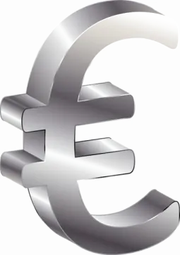 a silver euro symbol