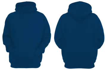 a dark blue hoodie with a white logo on it