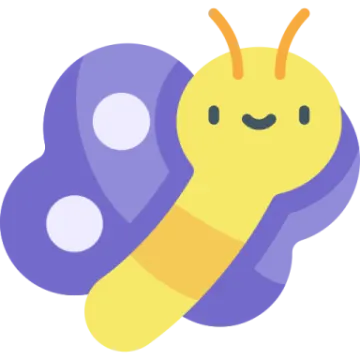 a purple and yellow cater with white dots on it